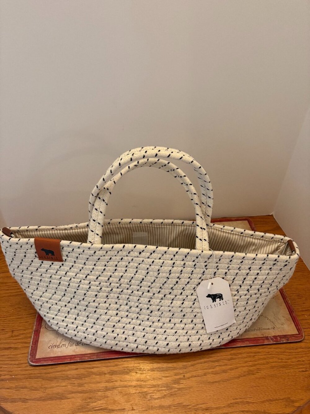 NWT Lu & Ken Co. Cotton Rope Changing Basket - Nursery Storage / Market Bag